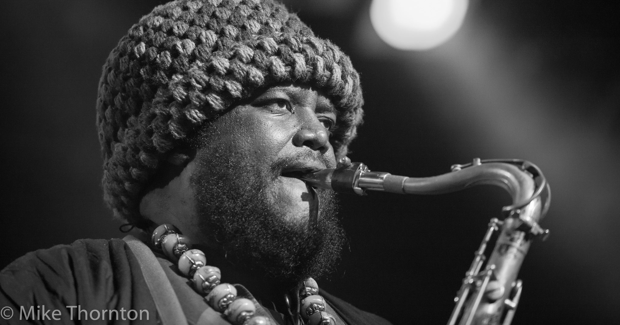 Kamasi Washington performing live in Auckland, New Zealand 2018. Image by Mike Thornton.