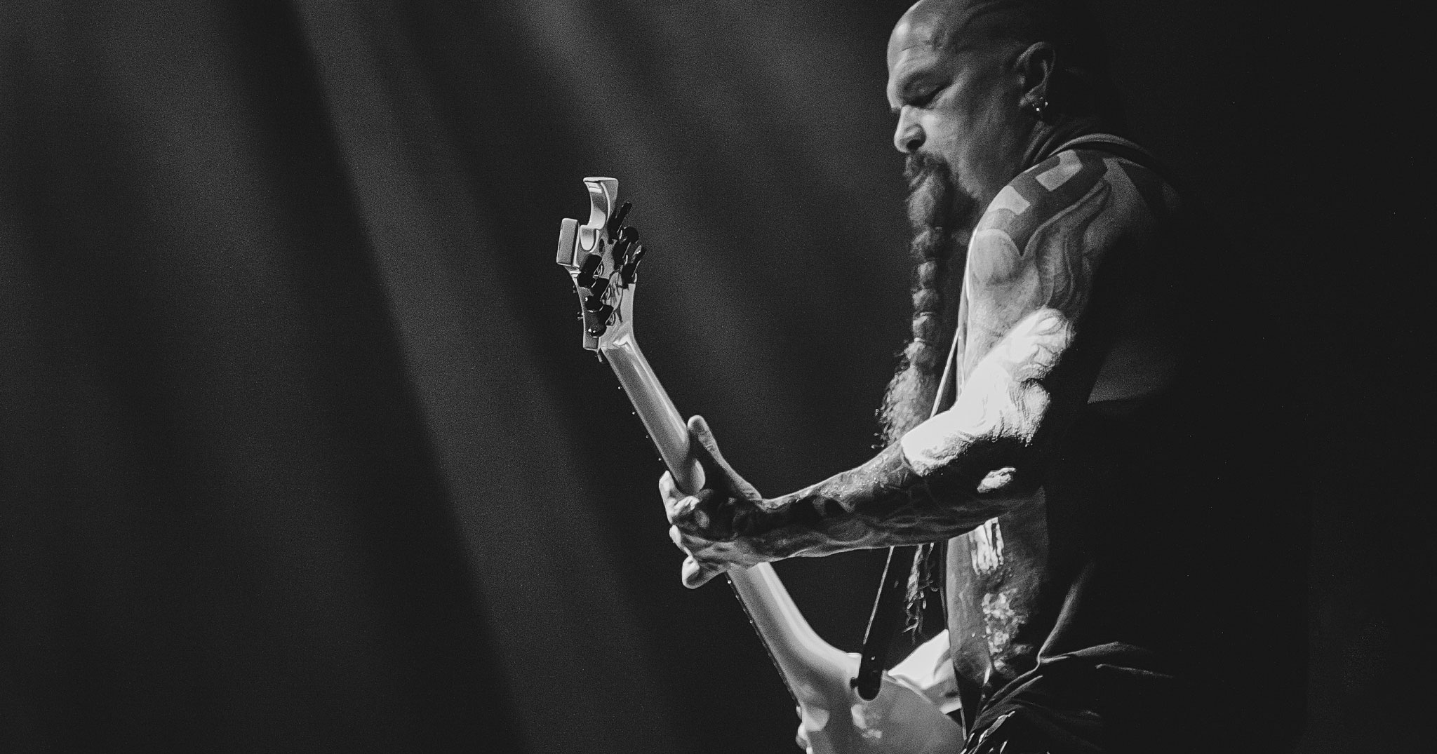 Slayer performing live in Auckland, New Zealand 2019. Image by Doug Peters.