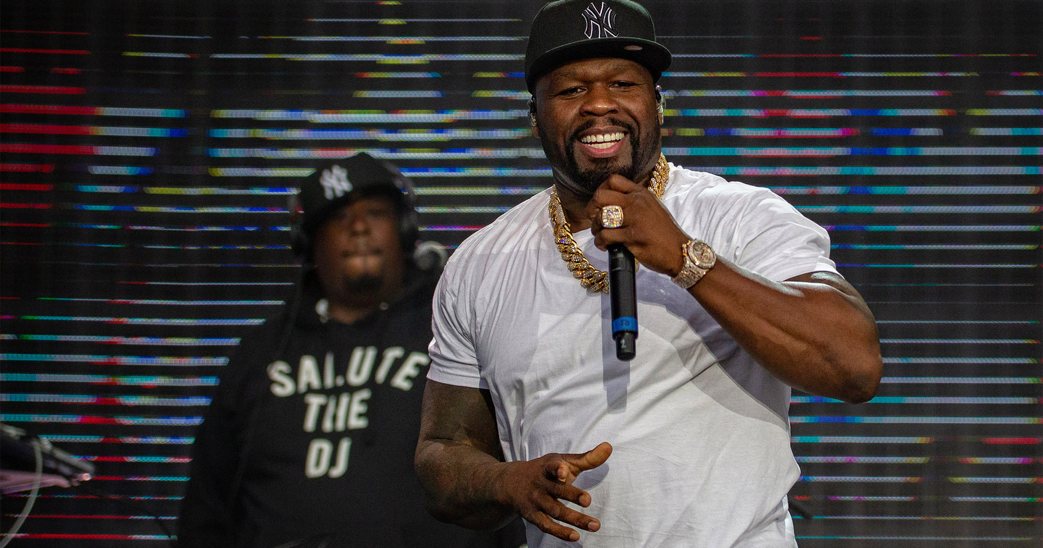 50 Cent performing live in New Zealand, 2019. Image by Doug Peters.