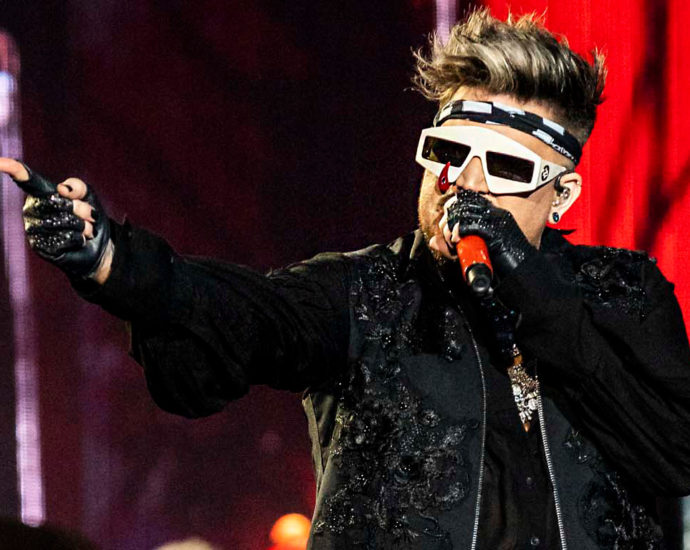 Queen + Adam Lambert performing live in Wellington, New Zealand. Image by Alexander Hallag.