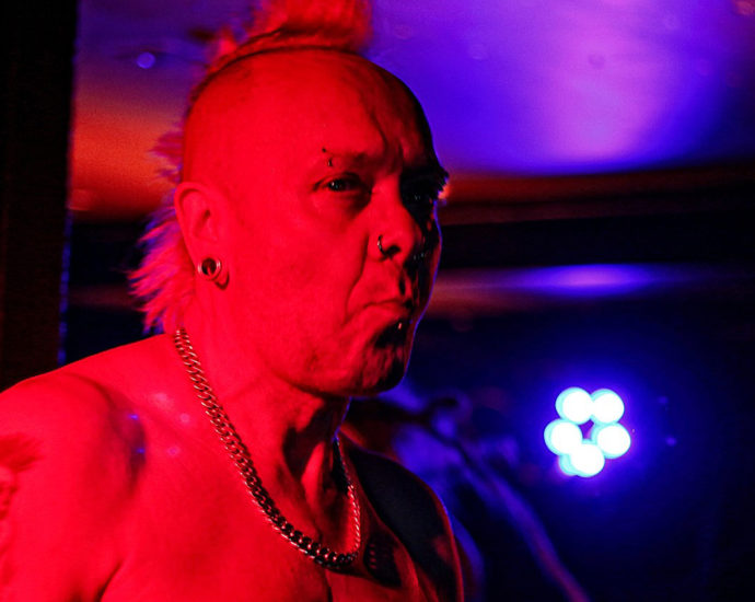 The Exploited performing live in Auckland, New Zealand 2020. Image by Sarah Kidd.