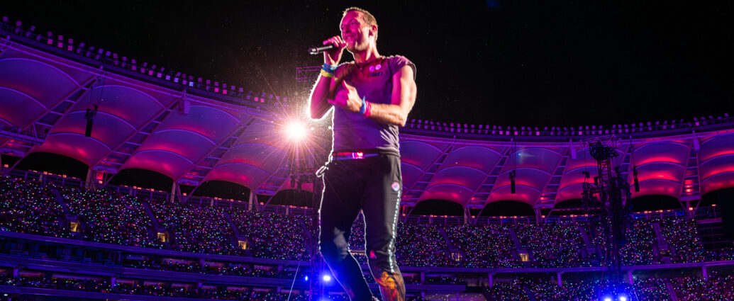 Coldplay perform at Optus Stadium, November 2023. Photo by Duncan Barnes